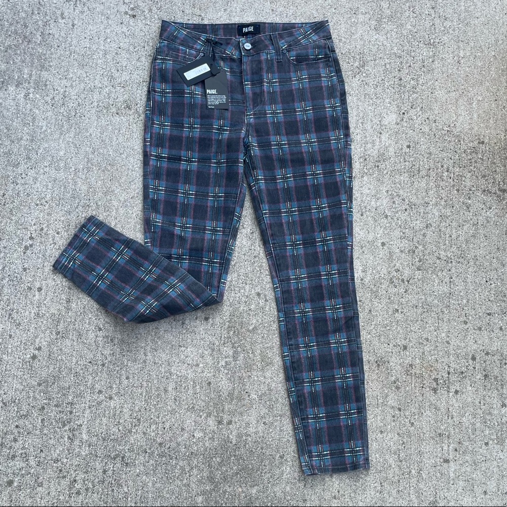 NWT PAIGE Hoxton Ultra Skinny Plaid Printed Jeans